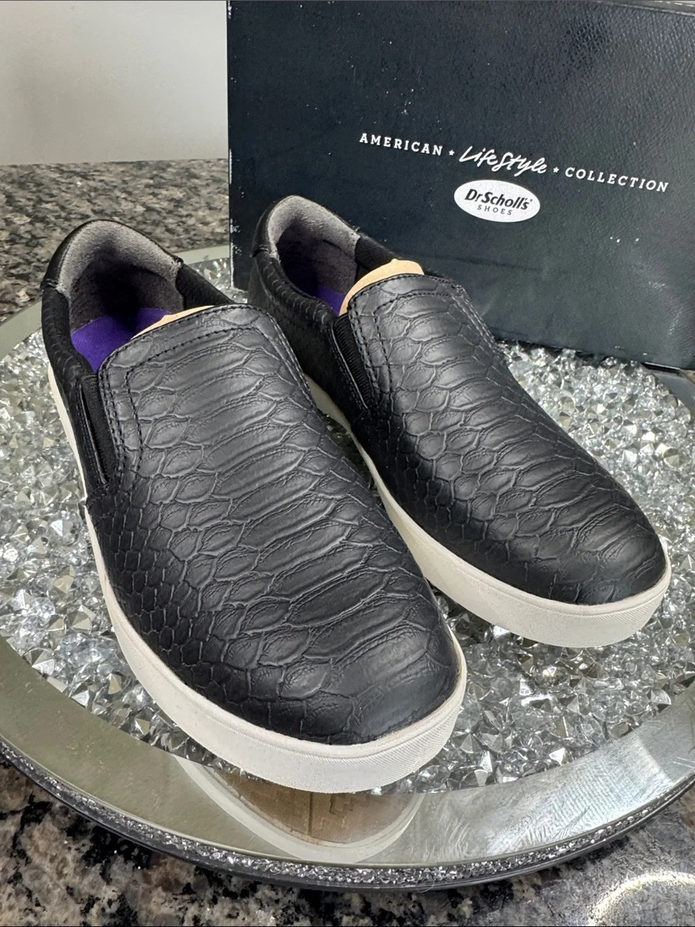 Dr. Scholl's Black Slip-On Loafers with White Sole